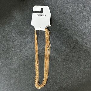 Guess Layered Metallic Gold Strand Necklace